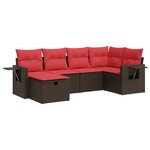 vidaXL Salon de jardin avec coussins 6 Pièces marron résine tressée