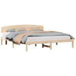 vidaXL Cadre de lit avec tête de lit Naturel 180 x 200 cm Pin massif