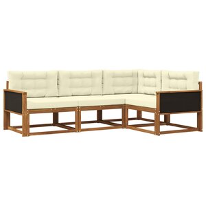 vidaXL Ensemble de canapés d'extérieur 4 pc Naturel et Crème