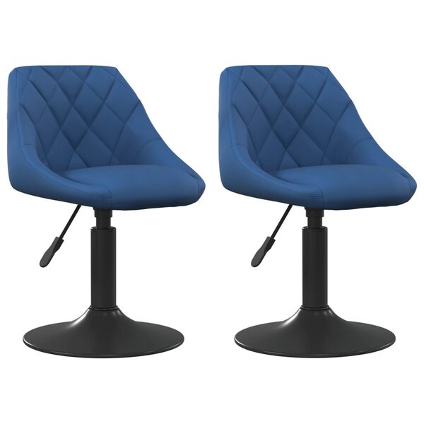vidaXL Chaises pivotantes à manger lot de 2 bleu velours