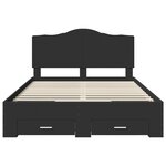 vidaXL Cadre de lit avec tiroir Noir 150 x 200 cm Bois d'ingénierie