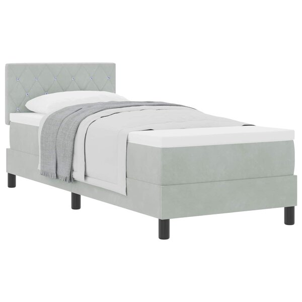 vidaXL Lit à ressorts avec matelas Gris clair 80 x 200 cm Velours
