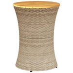 vidaXL Table d'appoint de jardin forme tambour beige rotin bois massif