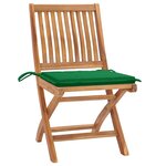 vidaXL Chaises de jardin lot de 2 et coussins vert Bois de teck massif