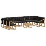 vidaXL Ensemble de canapés d'extérieur 11 Pièces Blanc et noir