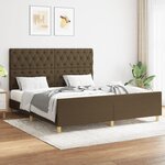vidaXL Cadre de lit avec tête de lit marron foncé 160x200 cm Tissu
