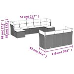 vidaXL Salon de jardin 10 Pièces avec coussins noir résine tressée