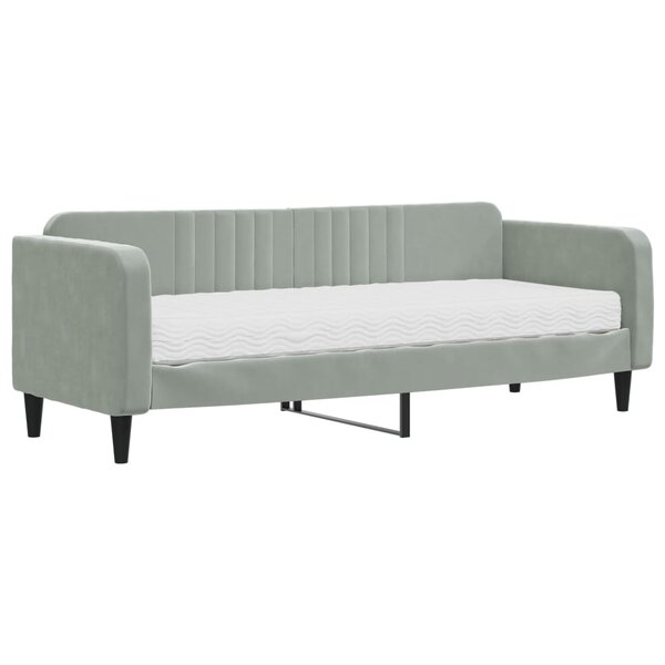 vidaXL Lit de jour avec matelas gris clair 80x200 cm velours