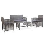 vidaXL Salon de jardin 4 Pièces avec coussin Résine tressée Anthracite