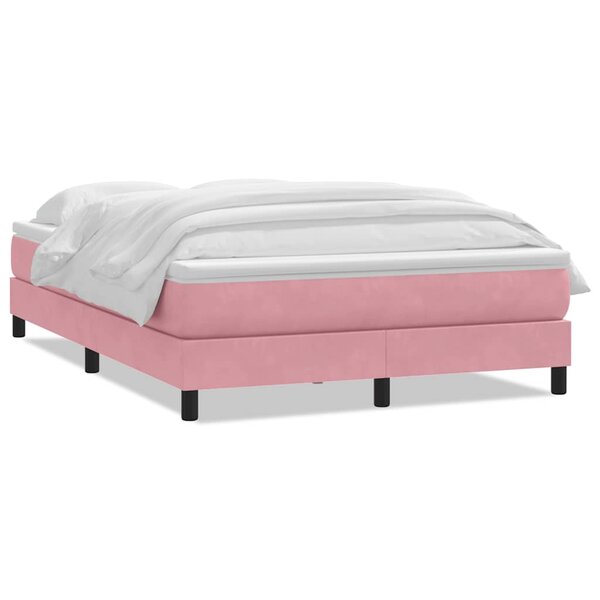 vidaXL Sommier à lattes de lit avec matelas rose 140x210 cm velours