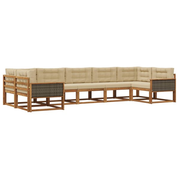 vidaXL Ensemble de canapés d'extérieur 7 Pièces Naturel et Beige