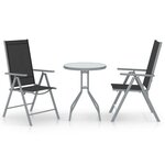 vidaXL Mobilier de bistro 3 Pièces Aluminium et textilène Argenté