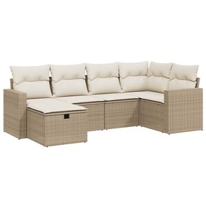 vidaXL Salon de jardin avec coussins 6 Pièces beige résine tressée