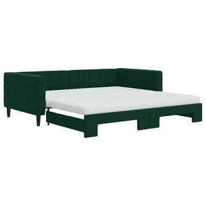 vidaXL Lit de jour et gigogne et matelas vert foncé 100x200 cm velours