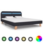 vidaXL Cadre de lit avec LED sans matelas gris foncé tissu 180x200 cm
