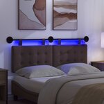 vidaXL Tête de lit suspendue Avec lumière LED Marron foncé Tissu