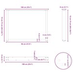 vidaXL Pieds de table à manger en U 3 pièces Acier naturel 100 x (72-73) cm Acier