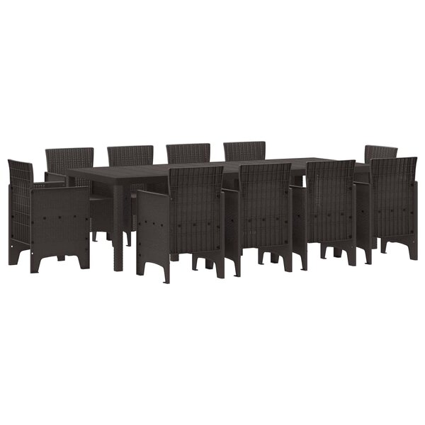 vidaXL Ensemble de salle à manger pour jardin 11 pc Marron