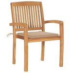 vidaXL Chaises de jardin empilables avec coussins lot de 4 Teck solide