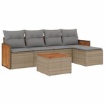 vidaXL Salon de jardin avec coussins 6 Pièces beige résine tressée