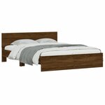 vidaXL Cadre de lit avec tête de lit et LED chêne marron 160x200 cm