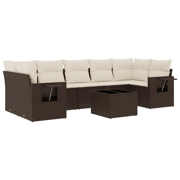 vidaXL Salon de jardin 8 Pièces avec coussins marron résine tressée
