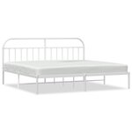 vidaXL Cadre de lit métal sans matelas et tête de lit blanc 200x200 cm