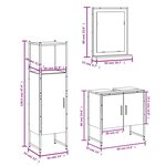 vidaXL Ensemble d'armoires de salle de bain 3 Pièces sonoma gris
