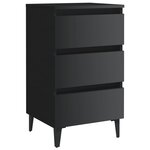 vidaXL Tables de chevet pieds en métal 2 Pièces Noir brillant 40x35x69 cm