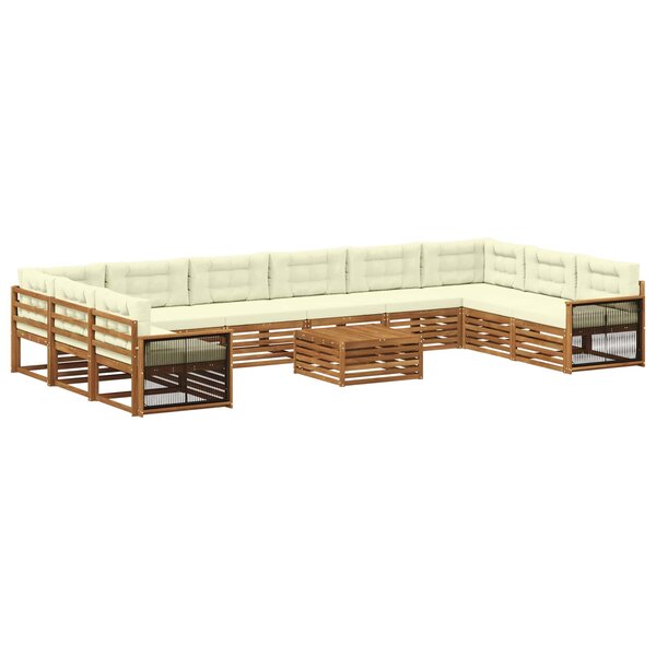 vidaXL Ensembles de canapés avec coussin 11 Pièces Bois d'Acacia Massif