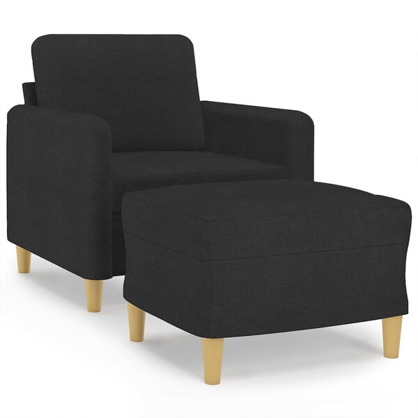 vidaXL Fauteuil avec repose-pied Noir 60 cm Tissu