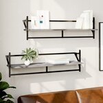 vidaXL Étagères murales avec barres 2 Pièces sonoma gris 100x25x30 cm