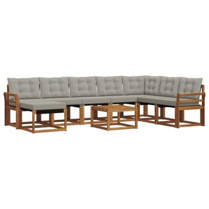 vidaXL Ensemble de canapés d'extérieur 9 Pièces Gris Naturel et Clair