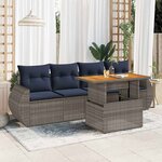 vidaXL Salon de jardin 5 Pièces avec coussins gris résine tressée