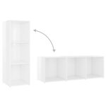 vidaXL Meubles TV 2 Pièces Blanc brillant 107x35x37 cm Aggloméré