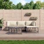 vidaXL Salon de jardin 4 Pièces avec coussins anthracite résine tressée