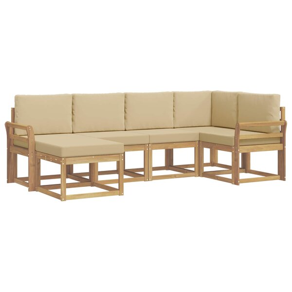 vidaXL Ensemble de canapés d'extérieur 6 pc Blanc et Beige Polyester