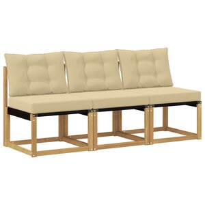 vidaXL 3 pc Sofa de milieu extérieur Blanc