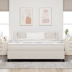 vidaXL Lit avec Sommier et Matelas & LED crème Super King Tissu en Velours Côtelé