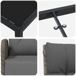 vidaXL Set de dîner de jardin 5 pièces avec coussins gris poly rotin