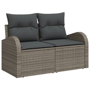 vidaXL Canapé de jardin 2 places avec rangement et coussins gris en poly rattan