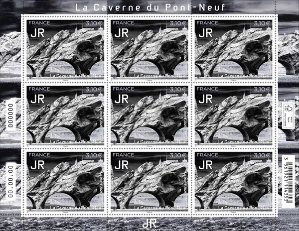 Feuille de 9 timbres - JR - La caverne du Pont-Neuf - Lettre verte