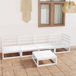 vidaXL Salon de jardin 5 Pièces Blanc Bois de pin massif