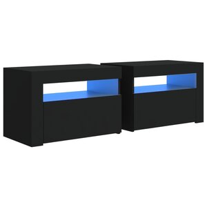 vidaXL Tables de chevet 2 Pièces avec LED Noir 60x35x40 cm