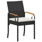 vidaXL Chaises de jardin avec coussin 4 Pièces Noir et blanc crème