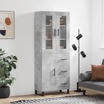 vidaXL Buffet haut Gris béton 69 5x34x180 cm Bois d'ingénierie