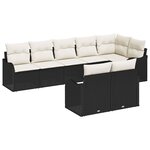 vidaXL Ensemble de canapé de jardin 8 Pièces Noir  blanc Poly rotin
