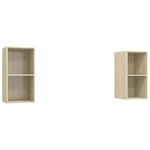 vidaXL Meubles TV muraux 2 Pièces Chêne sonoma Bois d'ingénierie