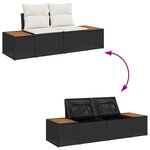 Ensemble de canapé de jardin 5 pièces vidaXL avec coussins en poly rotin noir