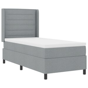vidaXL Lit Box Spring avec Matelas & Lumière LED Gris clair 90x190 cm Tissu